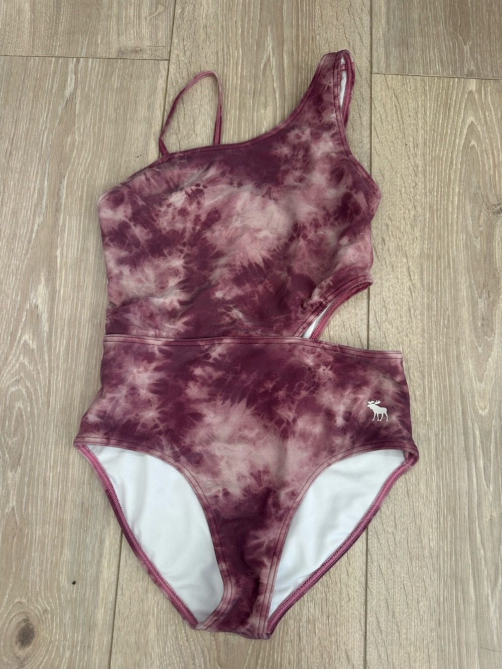 abercrombie kids White Swimsuit with Pink Trim
